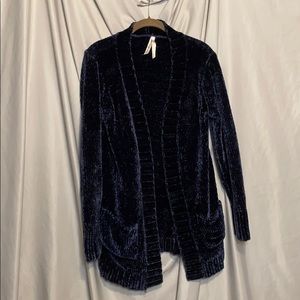 Fuzzy navy cardigan